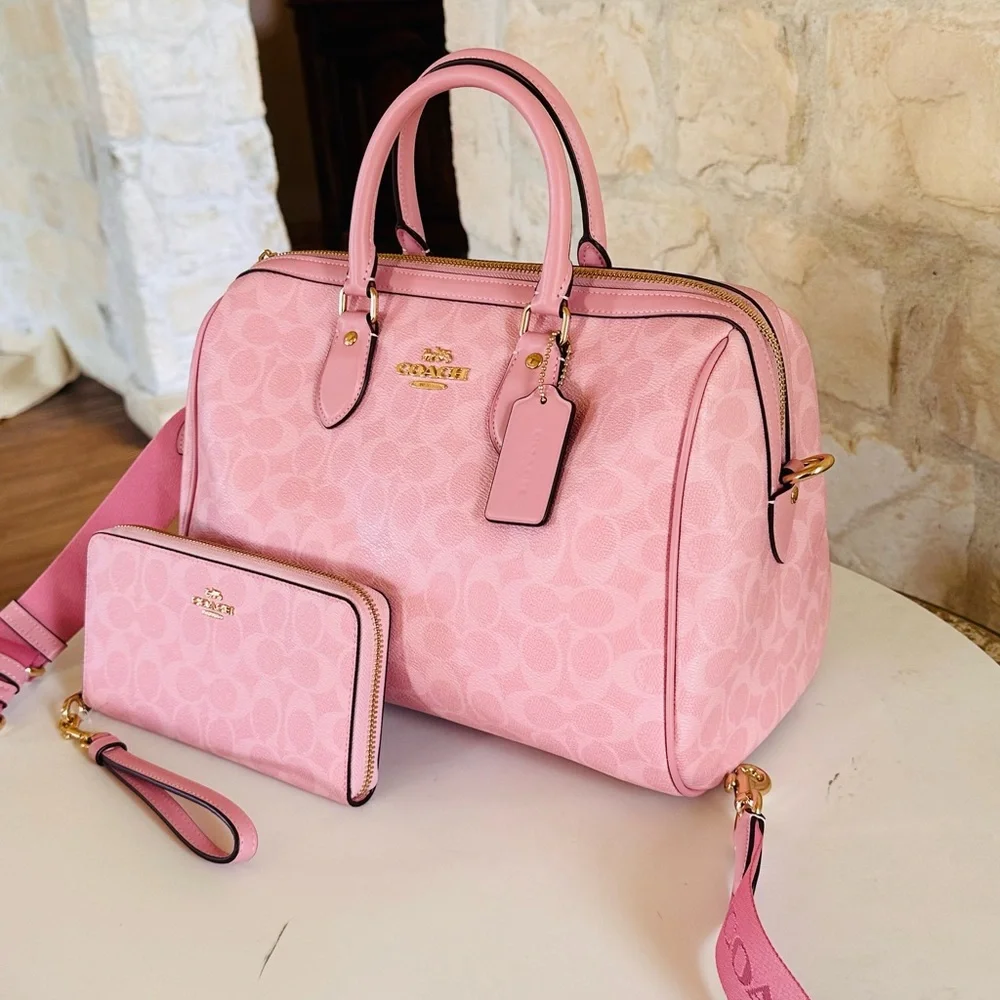 Coach large Rowan satchel  Pink Satchel and Wallet Set - Picture 3 of 15